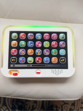 Fisher-Price White Tablet with Green Accent - Alphabet Learning Toy GUC